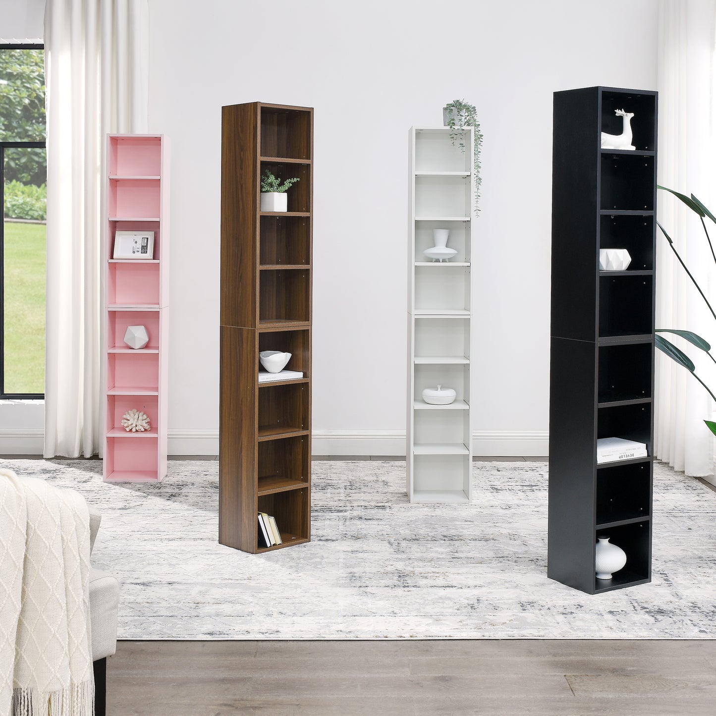 8-Tier Rack - Adjustable Shelves, Slim Storage Cabinet