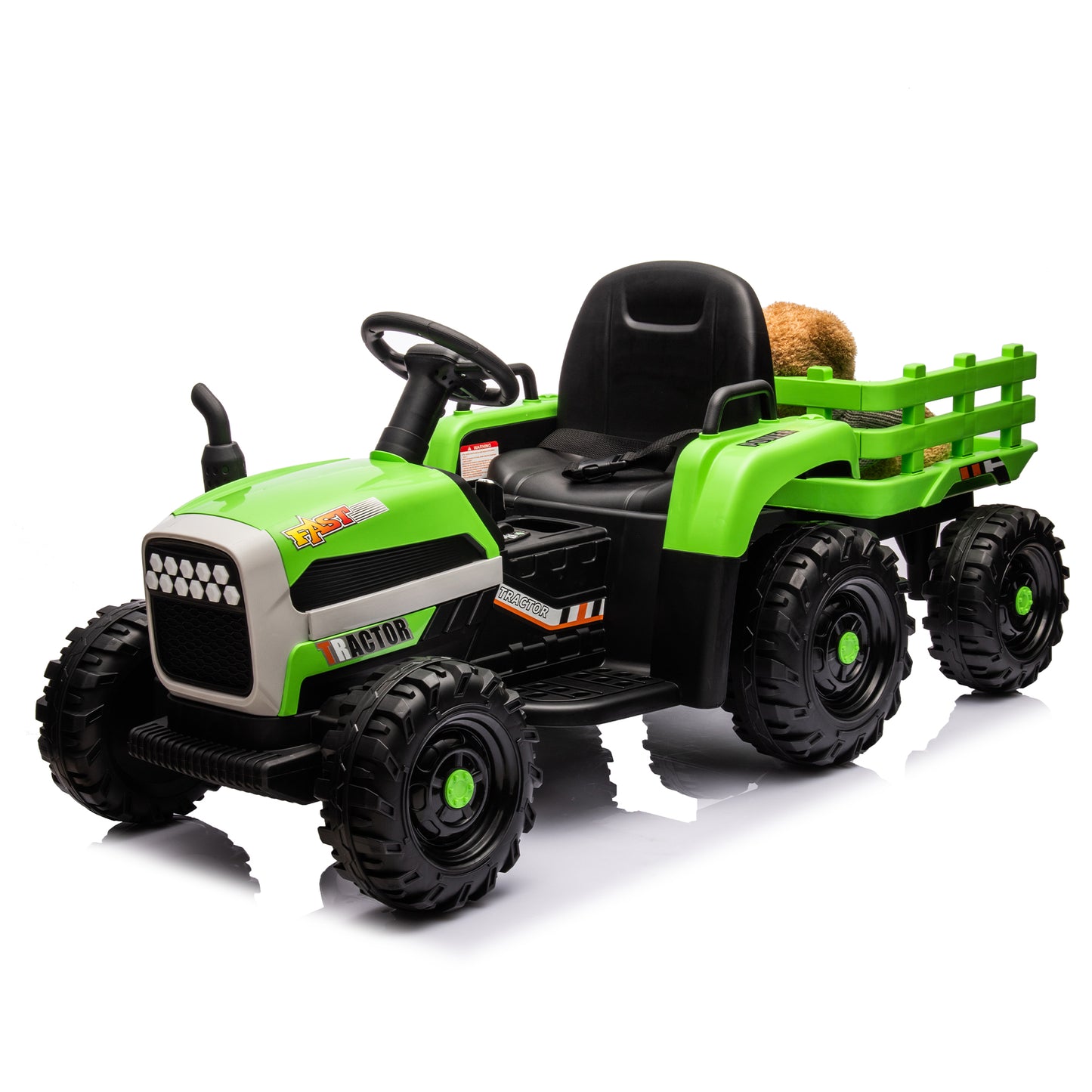 12V Ride-On Tractor with Trailer - Electric, Remote Control, Adjustable Speed