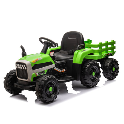 12V Ride-On Tractor with Trailer - Electric, Remote Control, Adjustable Speed