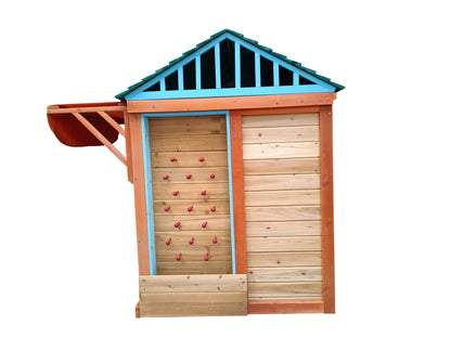 4-in-1 Wooden Playhouse - 61.4"L x 45.98"W x 64.17"H