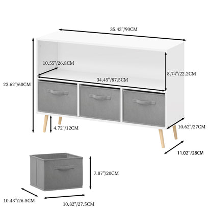 Kids Bookcase - Collapsible Fabric Drawers, Toy Storage