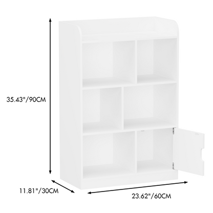 Kids Bookcase - 6 Compartments, Shelves, and Cube Organizer