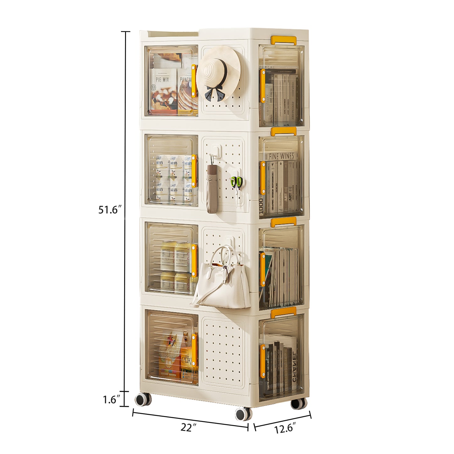 4-Tier Rolling Storage Bookcase - Mobile, Large Capacity