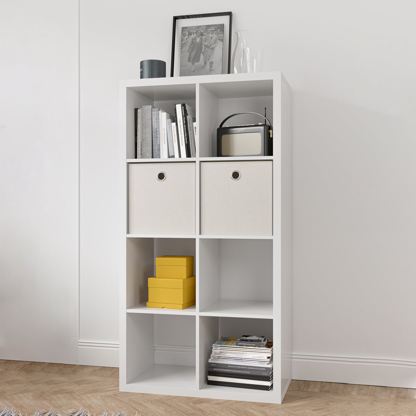 8-Cube Organizer - Open Back Shelves, 2x4 Bookcase