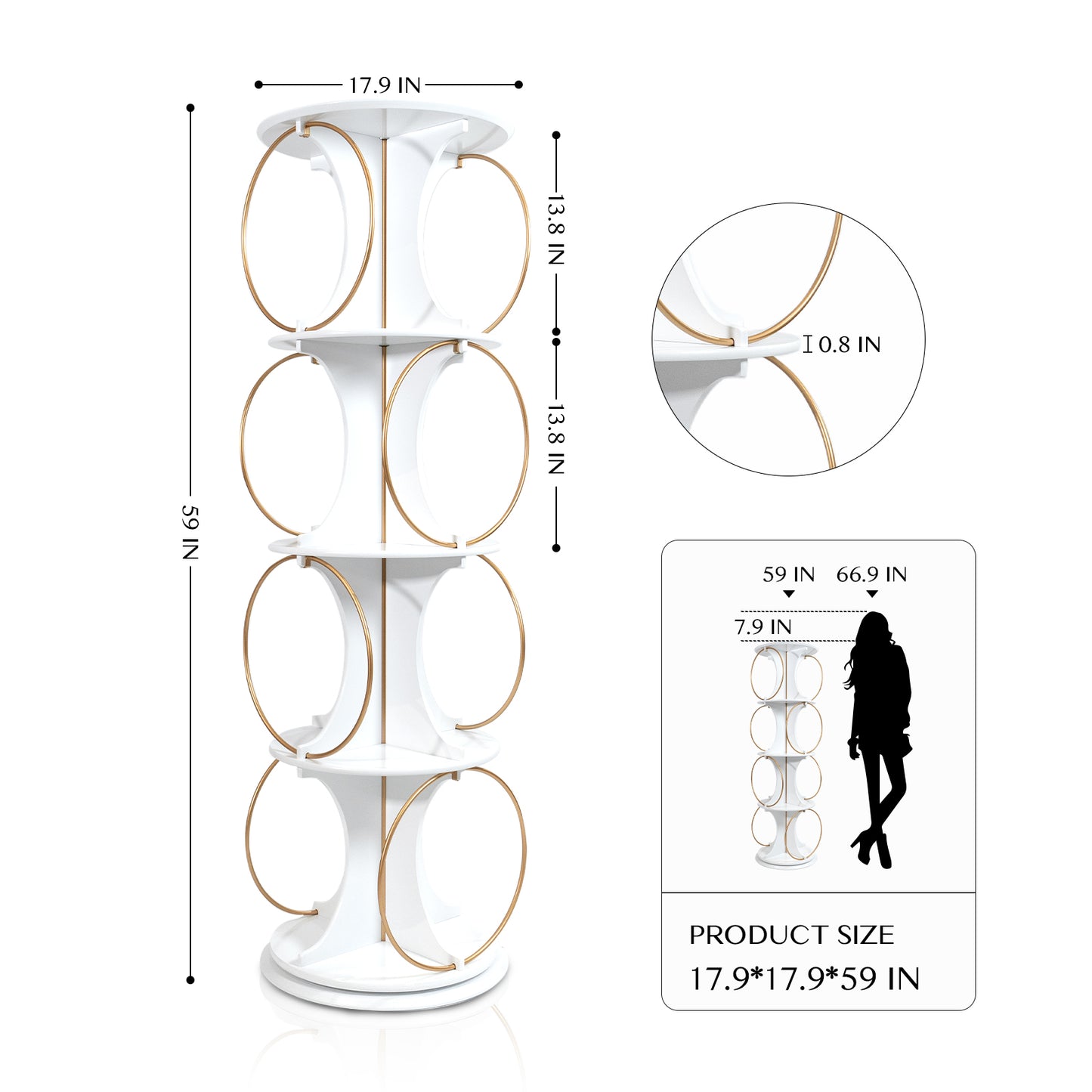 4-Tier Display Shelf - Modern, 360° Rotation