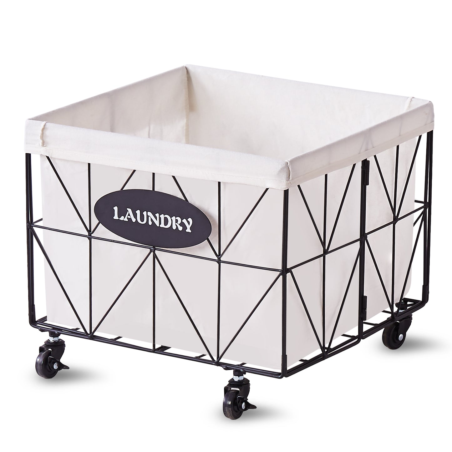 Collapsible Laundry Basket - With Wheels, Removable Lined