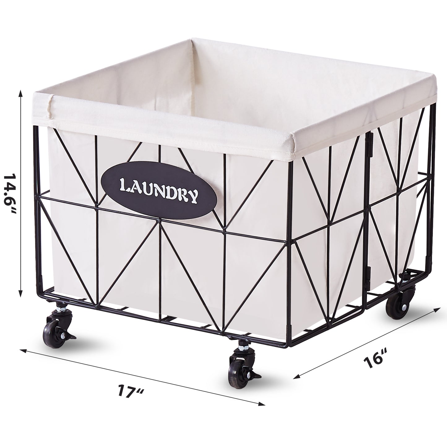 Collapsible Laundry Basket - With Wheels, Removable Lined