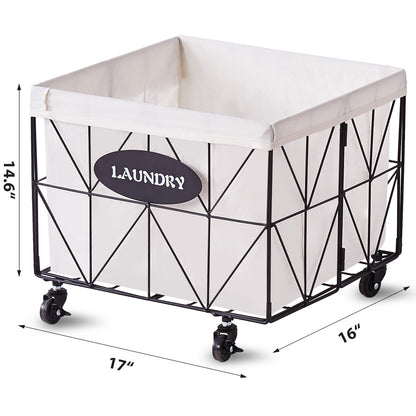 Collapsible Laundry Basket - With Wheels, Removable Lined