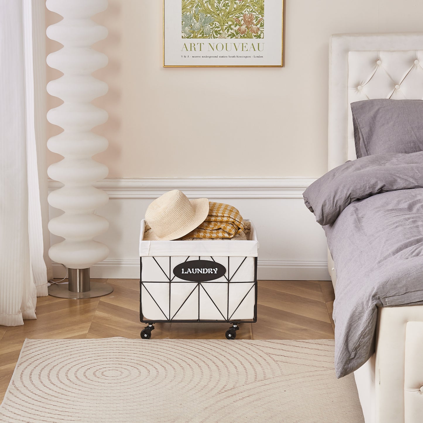 Collapsible Laundry Basket - With Wheels, Removable Lined