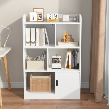 Kids Bookcase - 6 Compartments, Shelves, and Cube Organizer