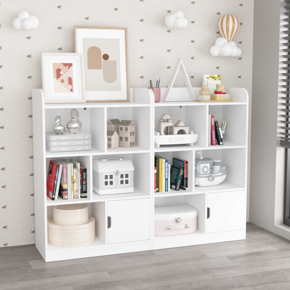 Kids Bookcase - 6 Compartments, Shelves, and Cube Organizer