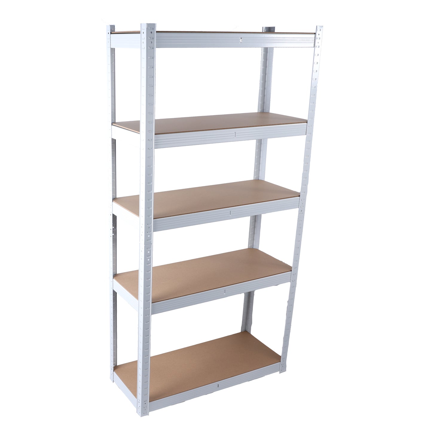 5-Tier White Metal Shelving Unit - Adjustable, Heavy Duty