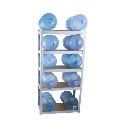 5-Tier White Metal Shelving Unit - Adjustable, Heavy Duty