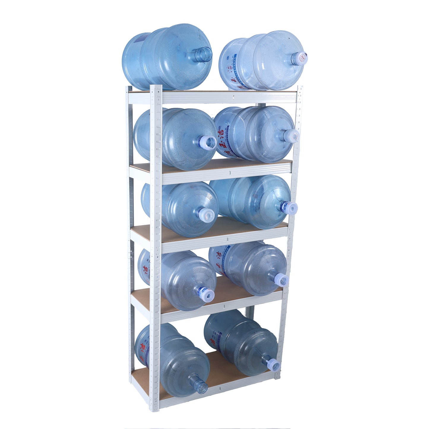 5-Tier White Metal Shelving Unit - Adjustable, Heavy Duty