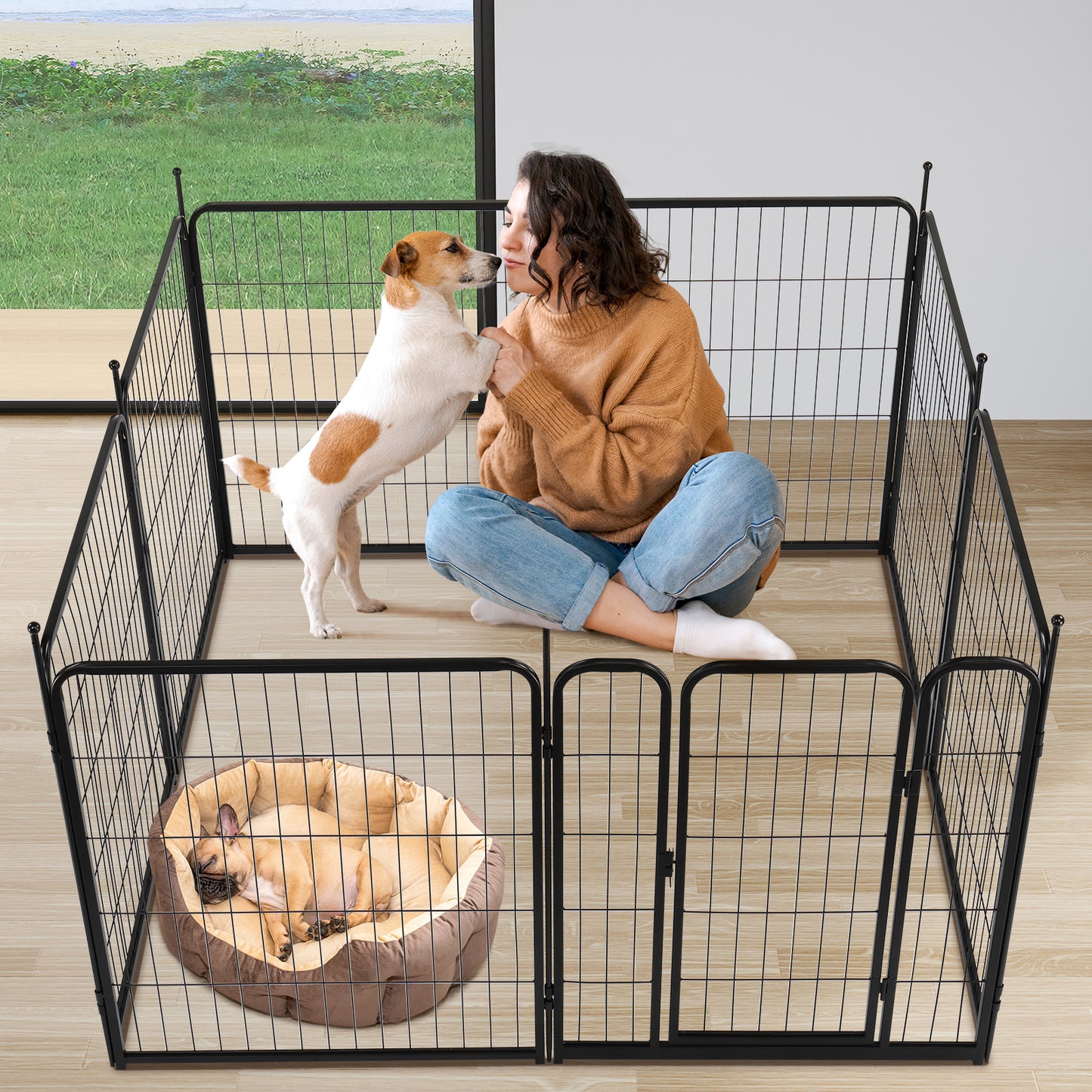 32" Dog Playpen - 8 Panels Metal Fence