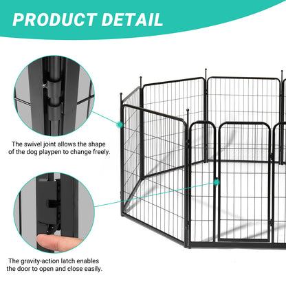 32" Dog Playpen - 8 Panels Metal Fence