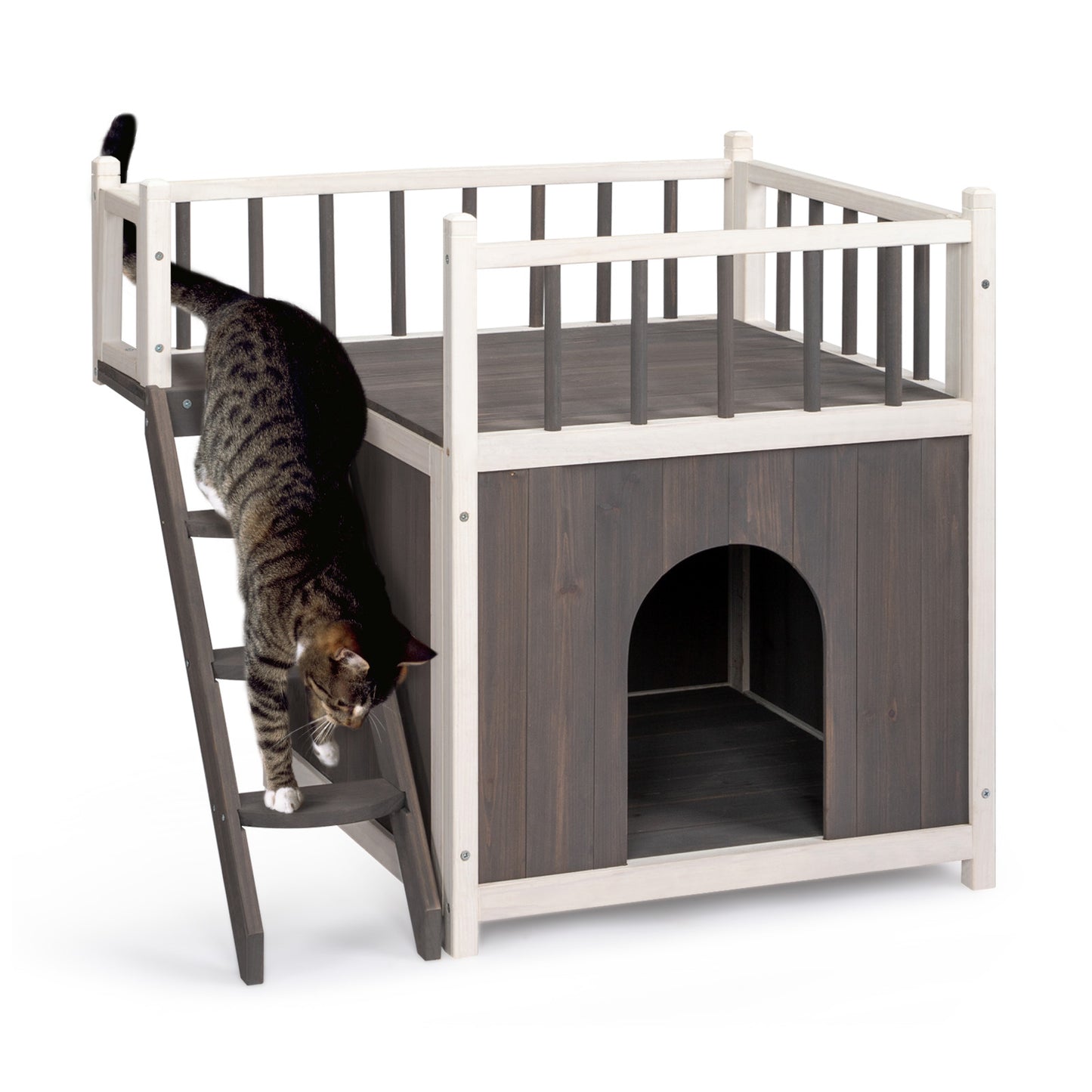 2-Story Wooden Pet House - Outdoor/Indoor, with Stairs