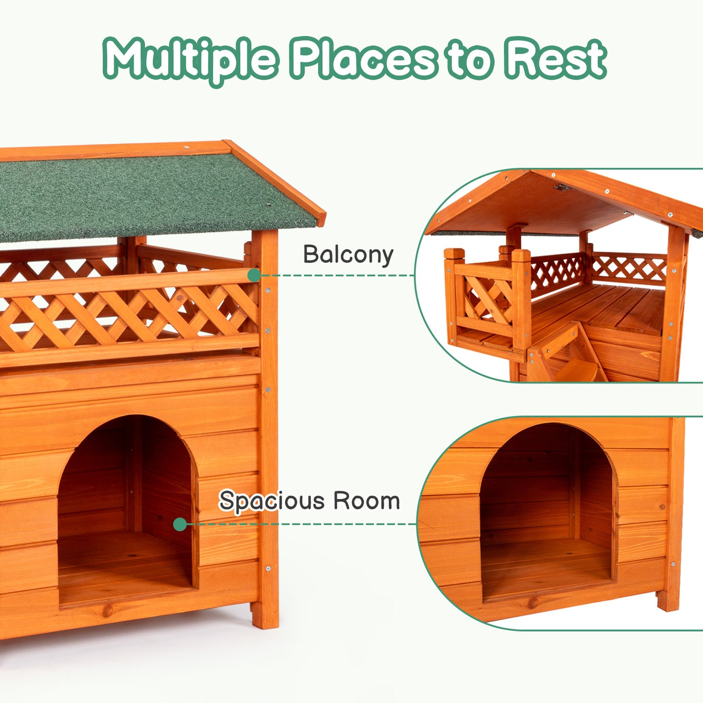 2-Story Wooden Cat House - Outdoor/Indoor