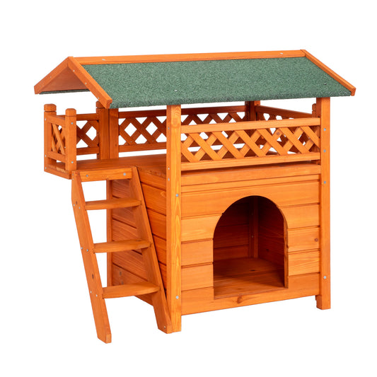 2-Story Wooden Cat House - Outdoor/Indoor