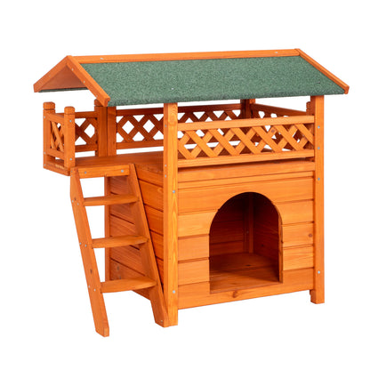 2-Story Wooden Cat House - Outdoor/Indoor