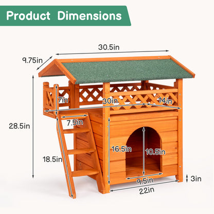 2-Story Wooden Cat House - Outdoor/Indoor