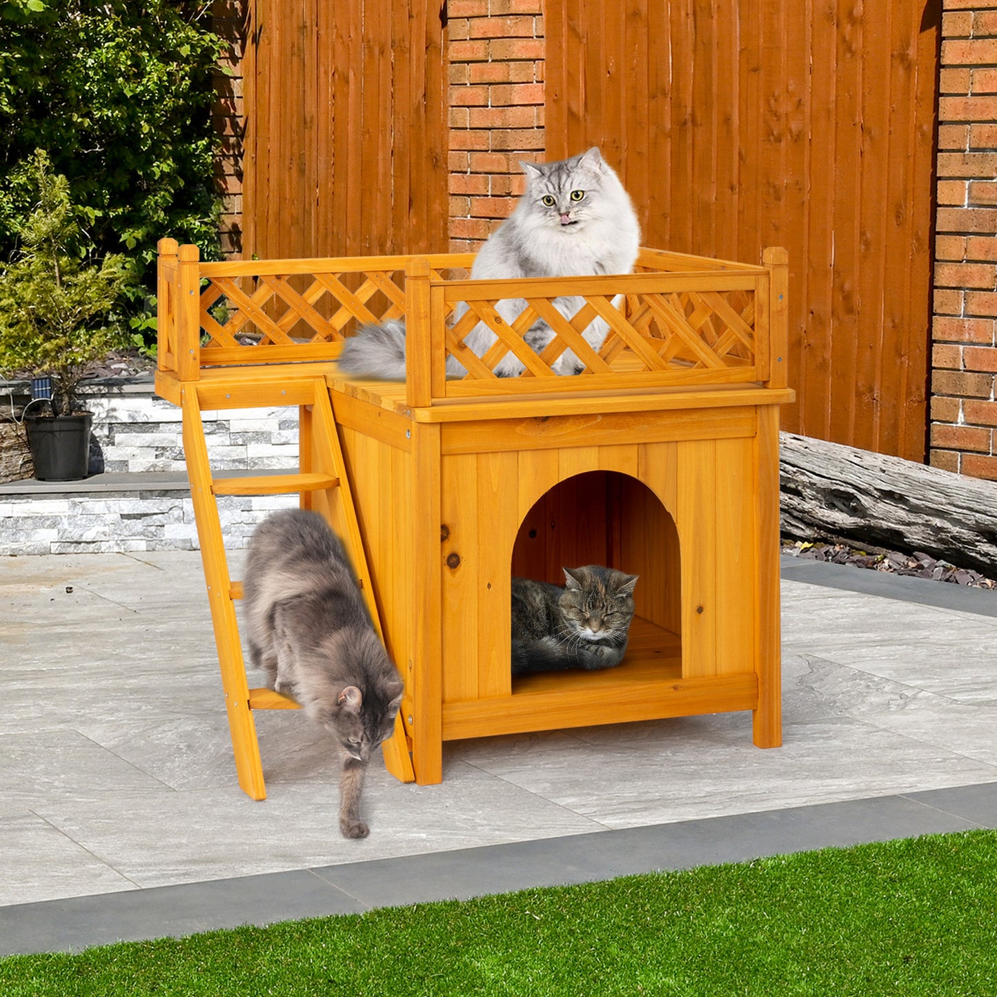 2-Story Wooden Pet House - Outdoor/Indoor