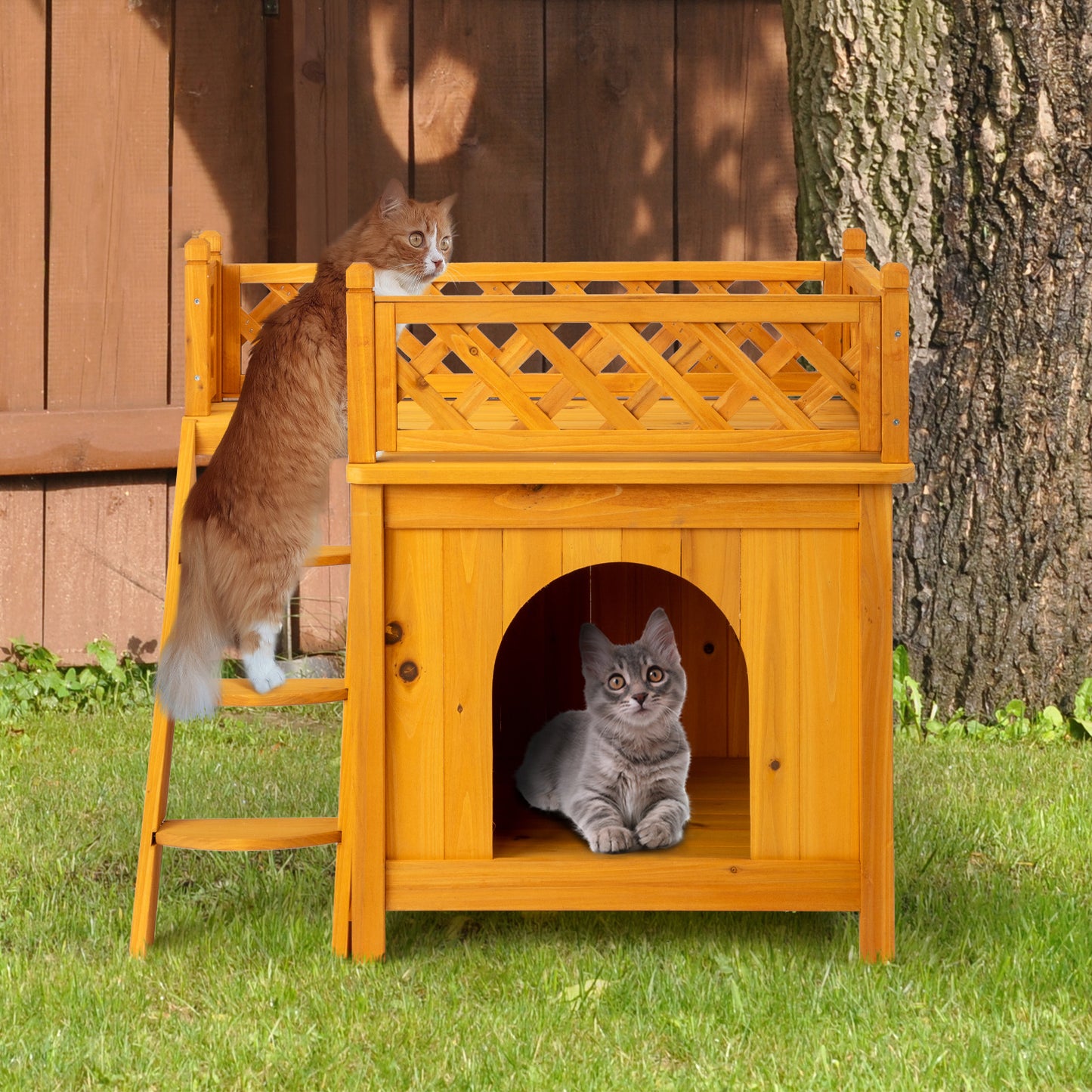 2-Story Wooden Pet House - Outdoor/Indoor