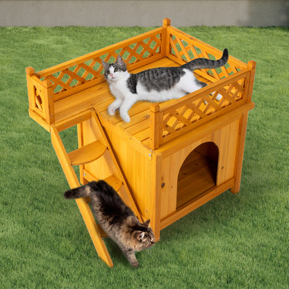 2-Story Wooden Pet House - Outdoor/Indoor