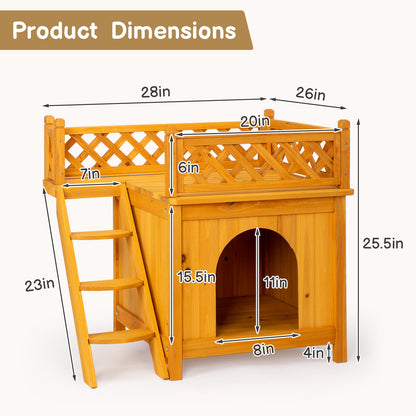 2-Story Wooden Pet House - Outdoor/Indoor