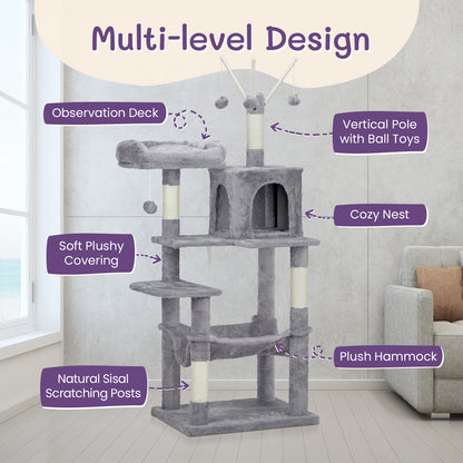 57" Cat Tree - Tower with Condo and Scratching Posts