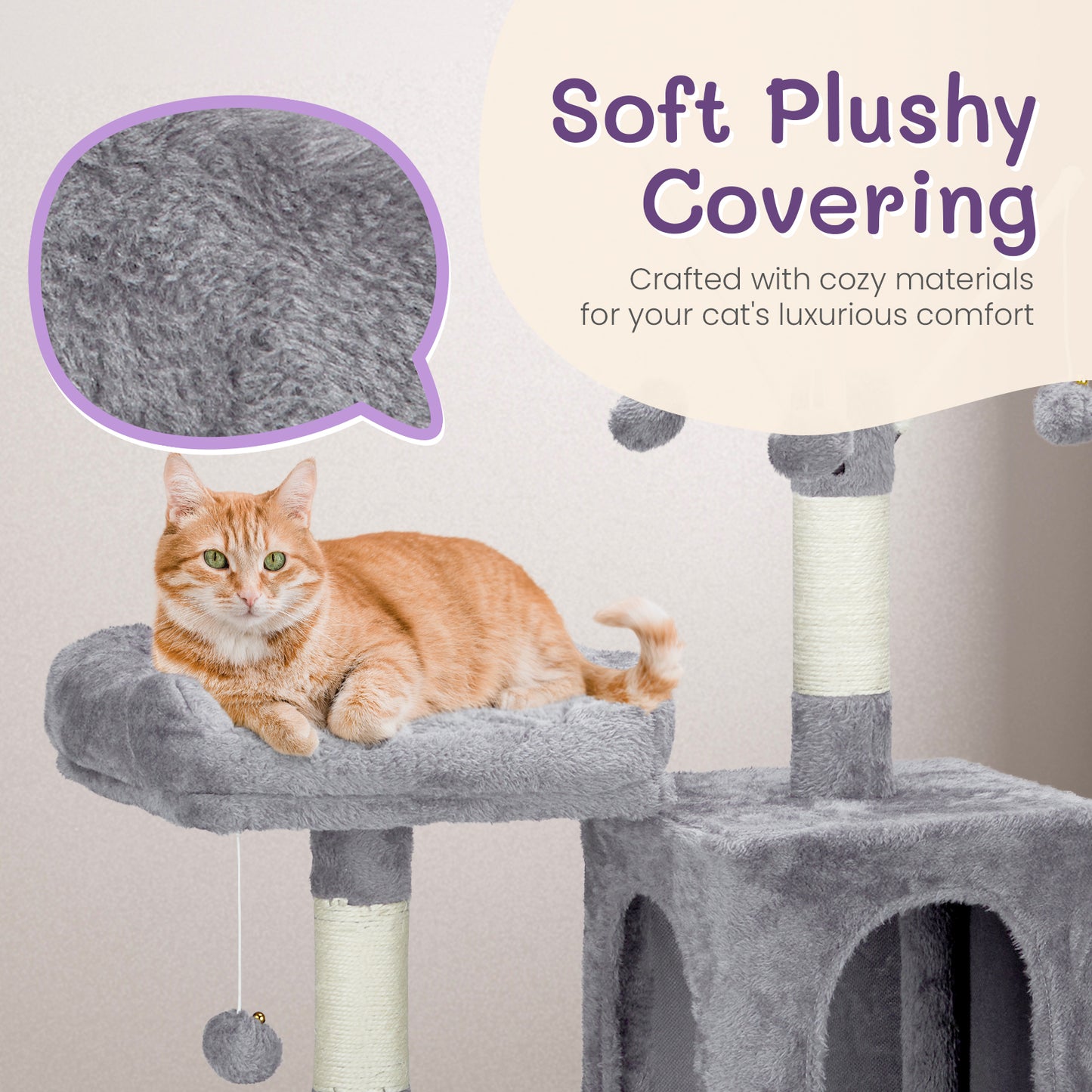 57" Cat Tree - Tower with Condo and Scratching Posts