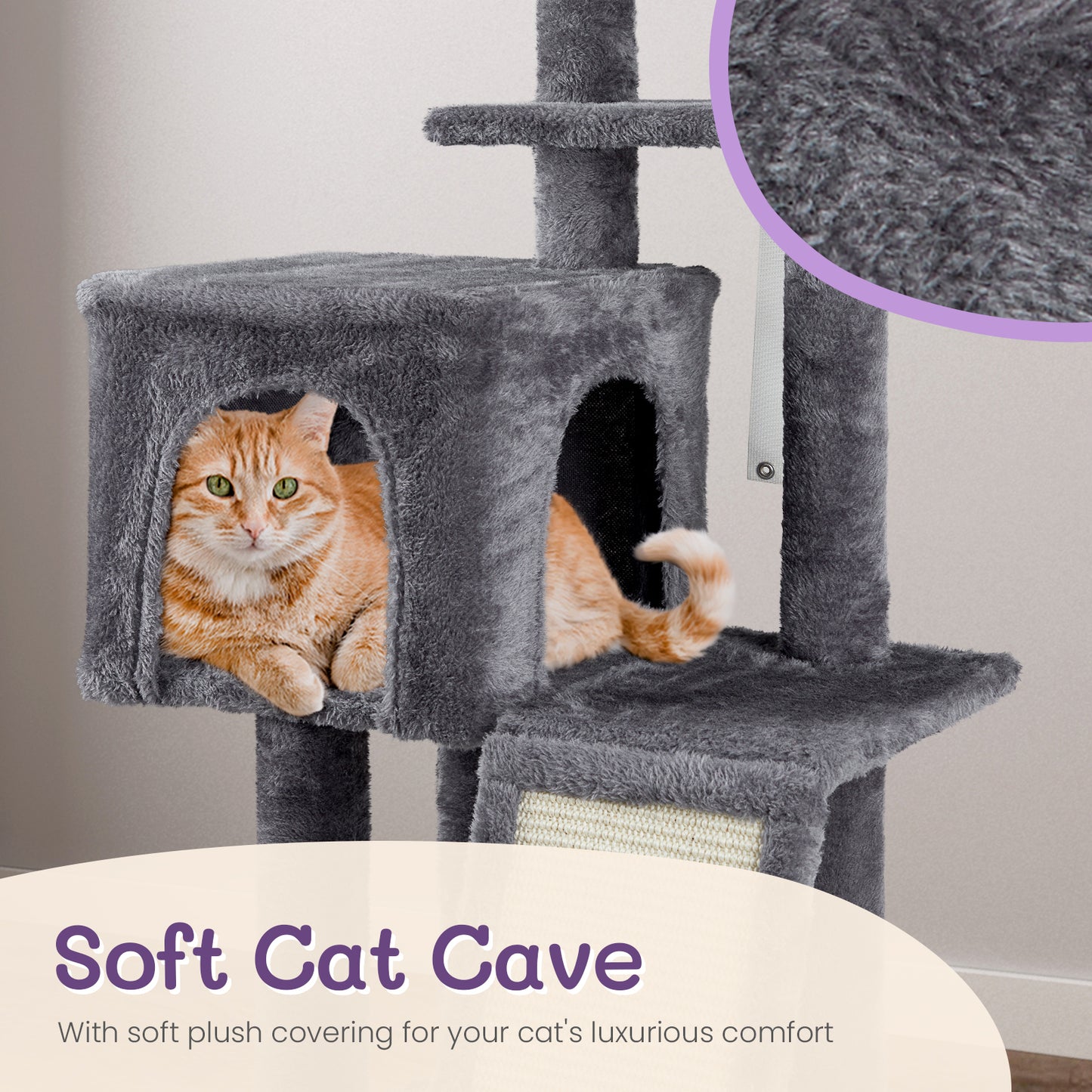 49" Cat Tree - Indoor Tower with Condo and Scratch Board