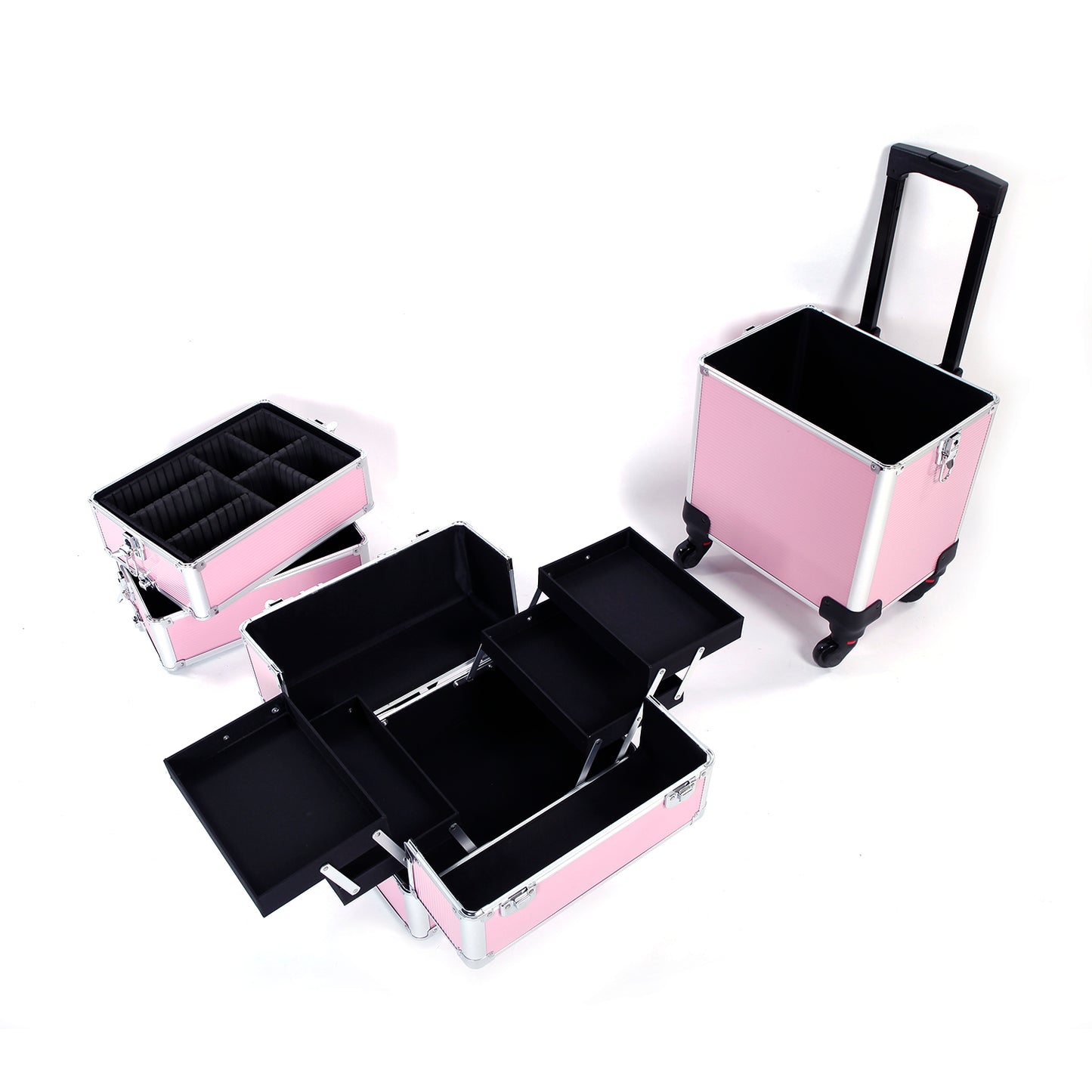 4 in 1 Aluminum Cosmetic Makeup Case Tattoo Box Pink