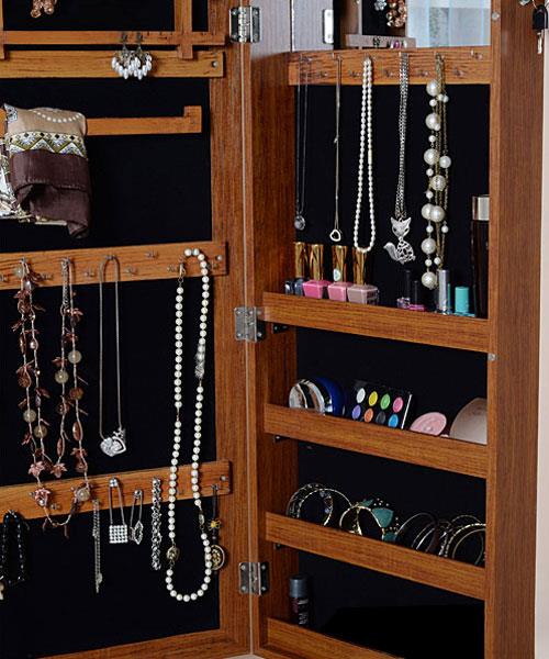 Wall-Mount and Over-the-Door Jewelry Cabinet - Mirrored, Jewelry Box