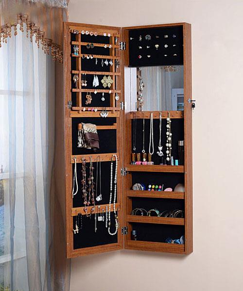 Wall-Mount and Over-the-Door Jewelry Cabinet - Mirrored, Jewelry Box