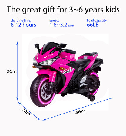 12V Kids Motorcycle - Ride-On Toy with Training Wheels