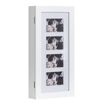 PVC Wood Grain Photo Storage Jewelry Cabinet - White