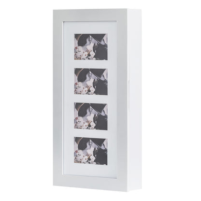 PVC Wood Grain Photo Storage Jewelry Cabinet - White