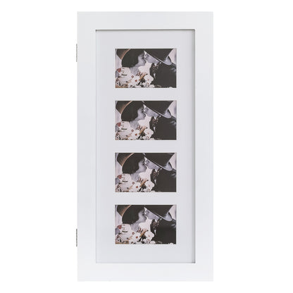 PVC Wood Grain Photo Storage Jewelry Cabinet - White