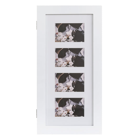 PVC Wood Grain Photo Storage Jewelry Cabinet - White