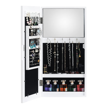 PVC Wood Grain Photo Storage Jewelry Cabinet - White