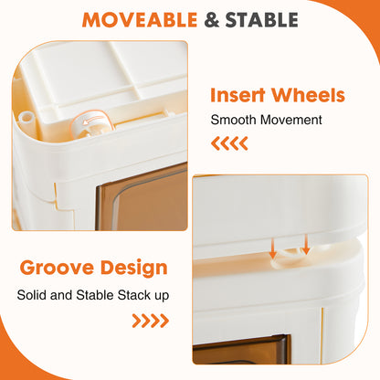 Stackable Plastic Storage Bins - Foldable with Lids, Doors, and Wheels