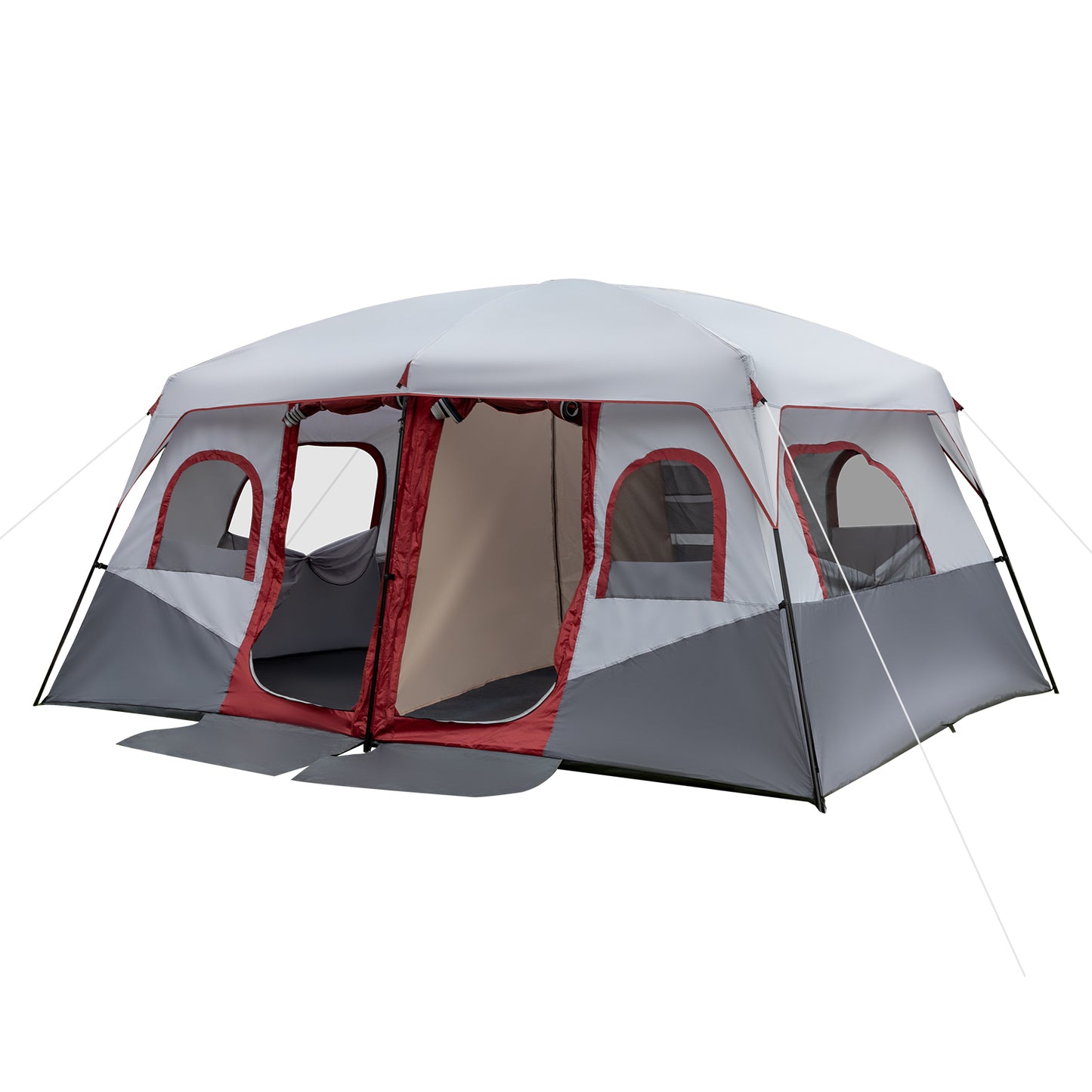 10-Person Family Cabin Tent - 2 Rooms with Storage Pockets