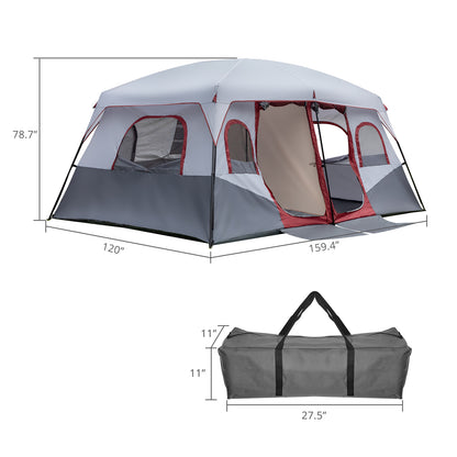 10-Person Family Cabin Tent - 2 Rooms with Storage Pockets