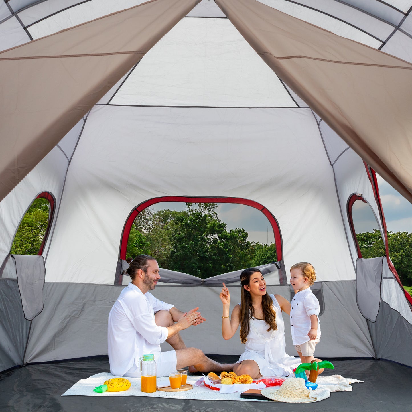 10-Person Family Cabin Tent - 2 Rooms with Storage Pockets