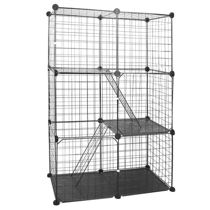 DIY Cat Cage - 3-Tier, Black