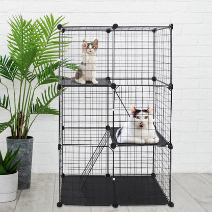 DIY Cat Cage - 3-Tier, Black