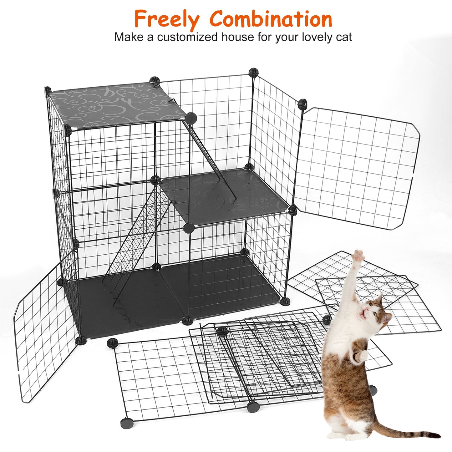 DIY Cat Cage - 3-Tier, Black