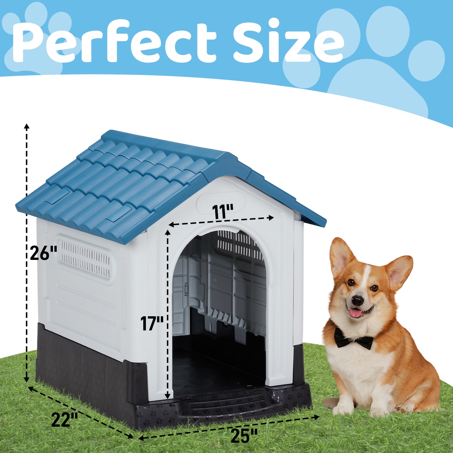 Indoor/Outdoor Doghouse - With Air Vents and Elevated Floor