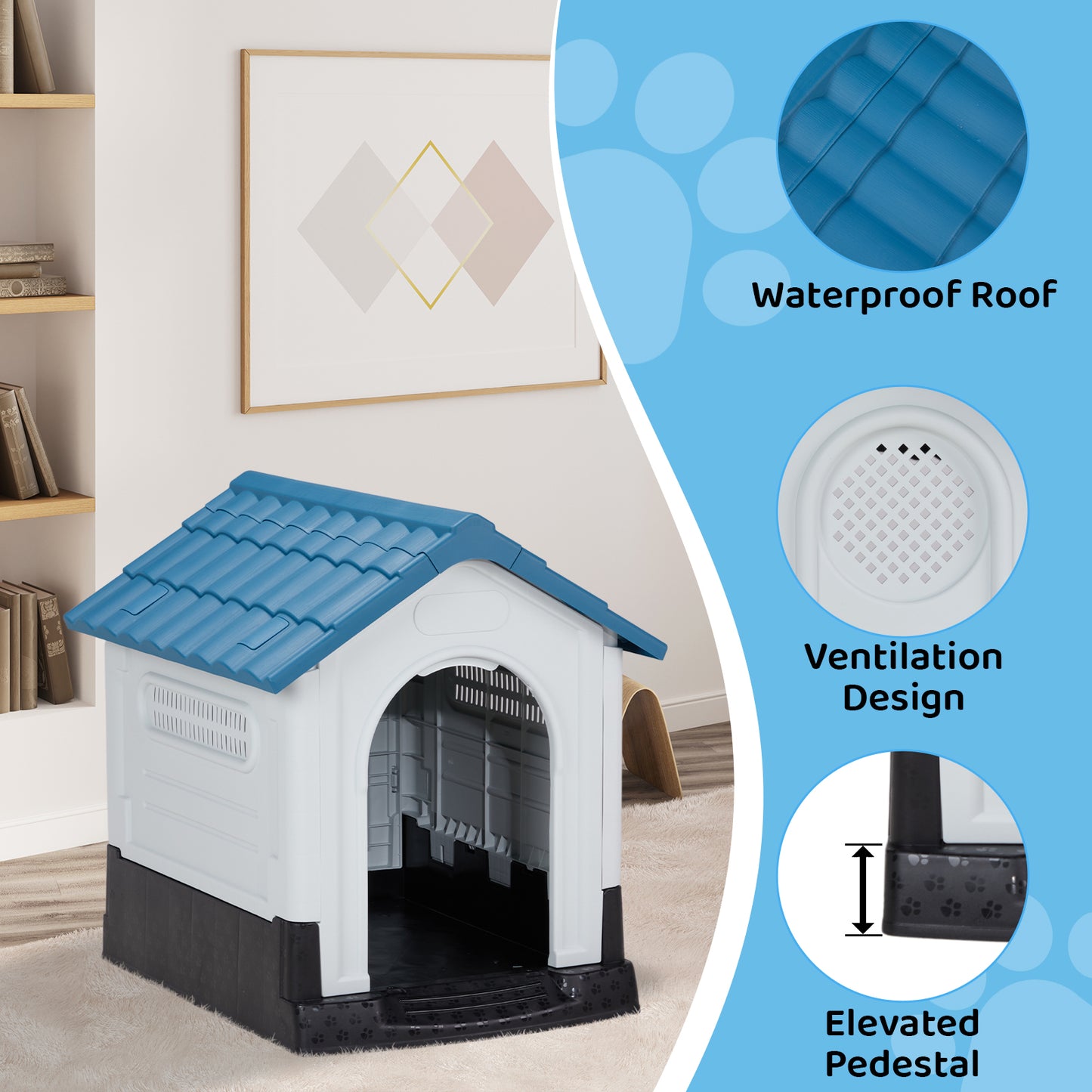 Indoor/Outdoor Doghouse - With Air Vents and Elevated Floor